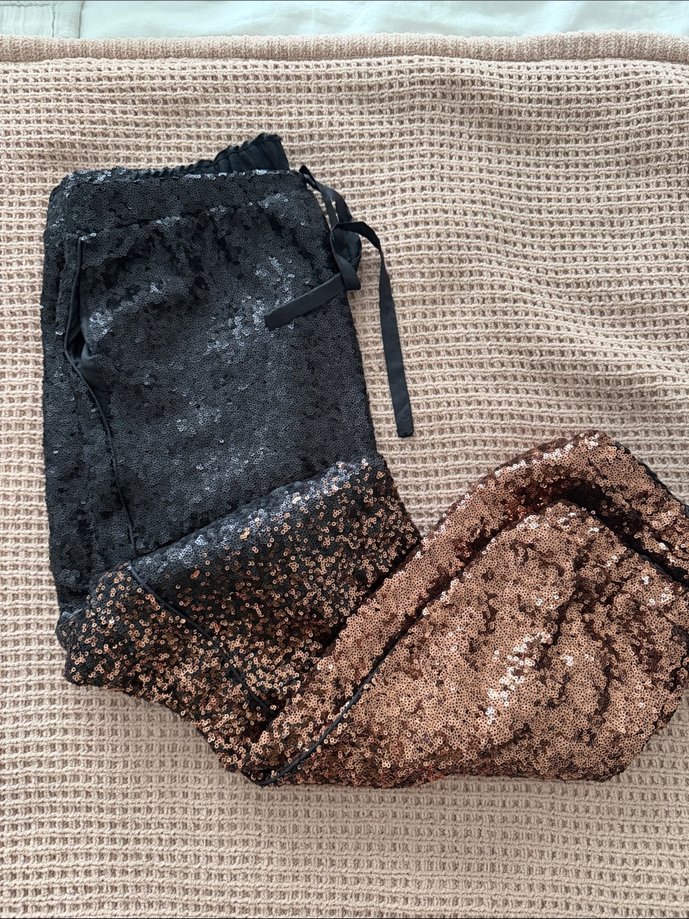 Johnny Was Sequin Jogger Pants - Black and Bronze